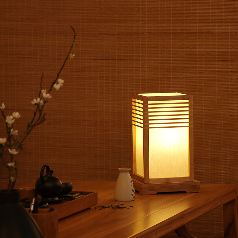 Japanese bedroom lamp wood art bedside lamp tatami lamp tea room decorative lamp