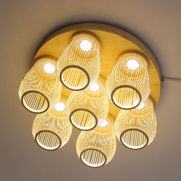 Handmade bamboo woven Korean ceiling lamp Bamboo lamp restaurant lamp simple fashion LED