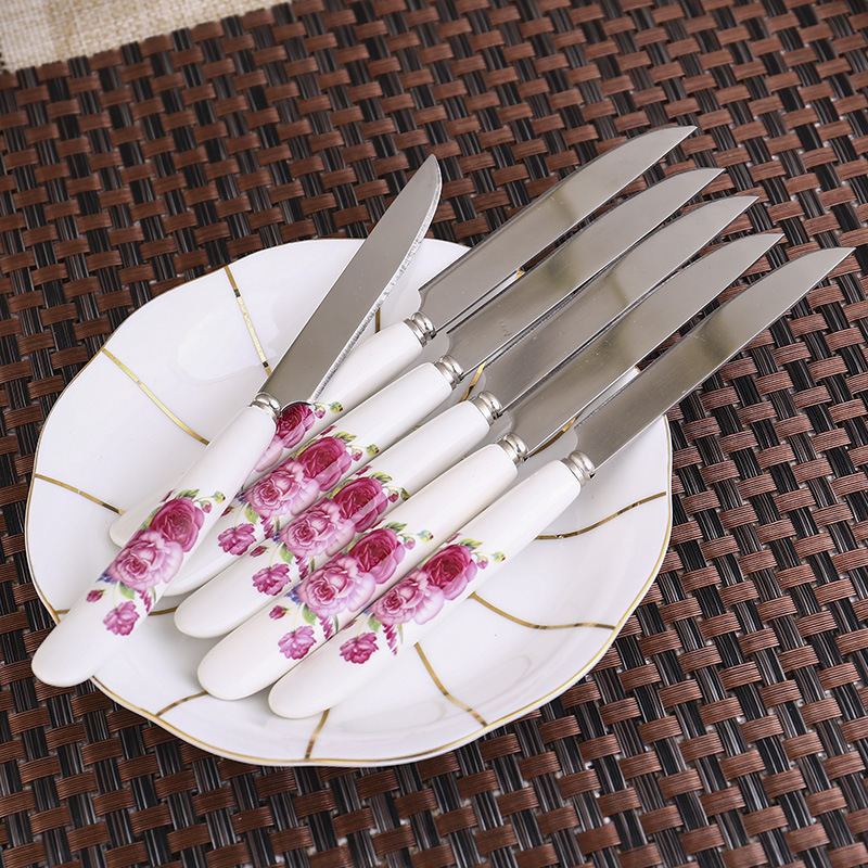 Manufacturers Direct Ceramic Handle Stainless Steel Spoon Fork Knife Stainless Steel Exquisite Tableware Specification drawing
