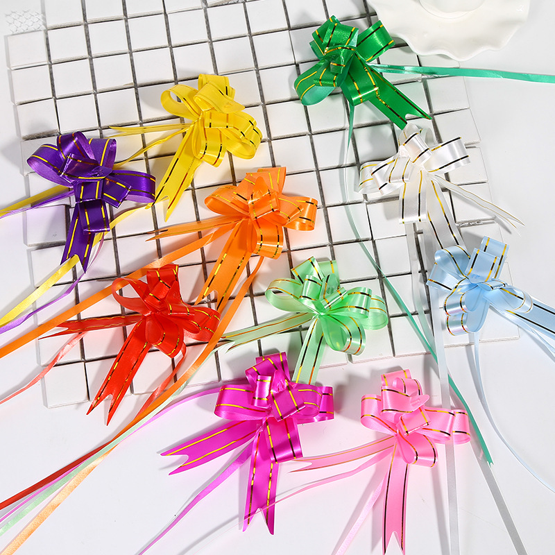 婚庆彩带娃娃袋拉花批发厂家直销pp彩带金边无印花拉花1.5cm宽