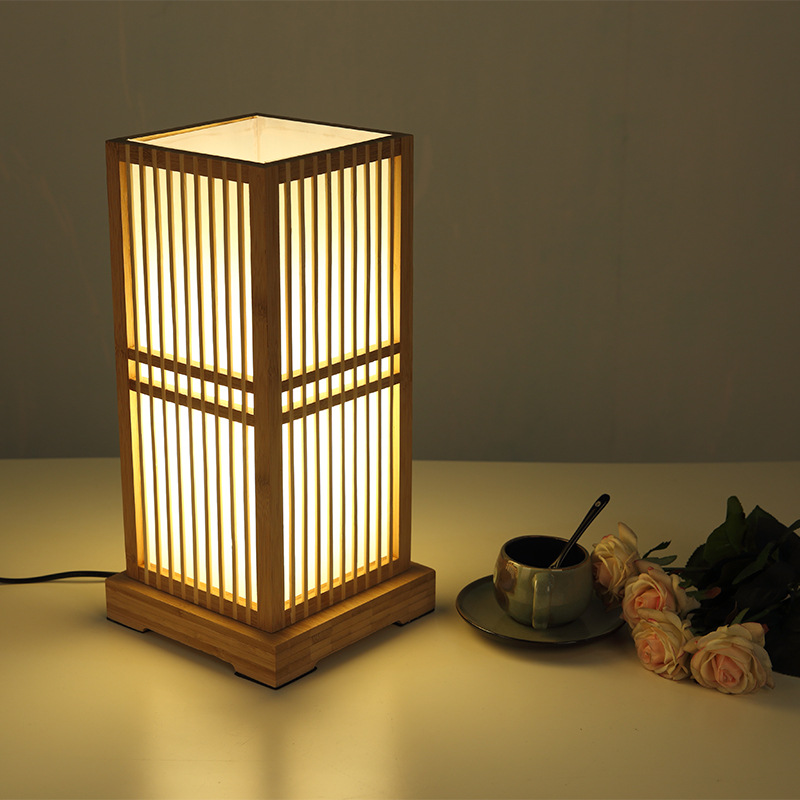 Japanese table lamp simple modern bedroom bedside lamp warm and wind tea room