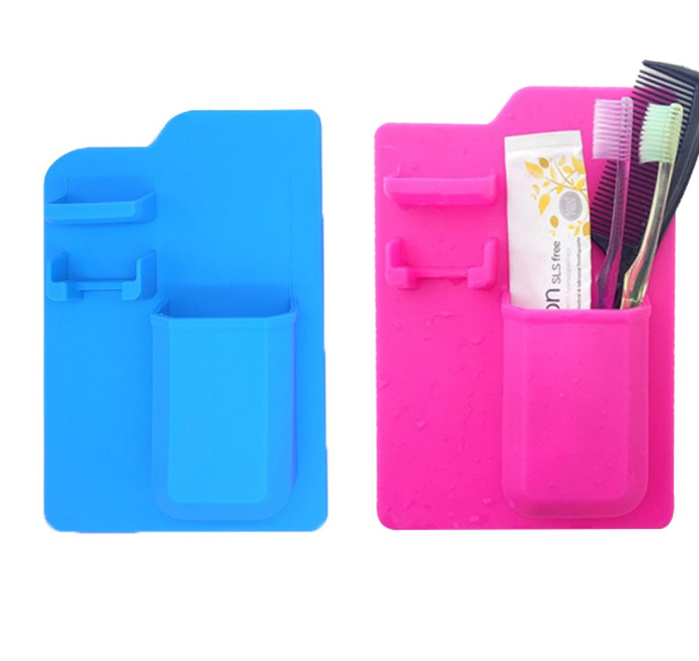 Creative home multi-functional toothbrush holder, bathroom seamless wall-absorbing silicone toothbrush holder and toothbrush seat details Picture