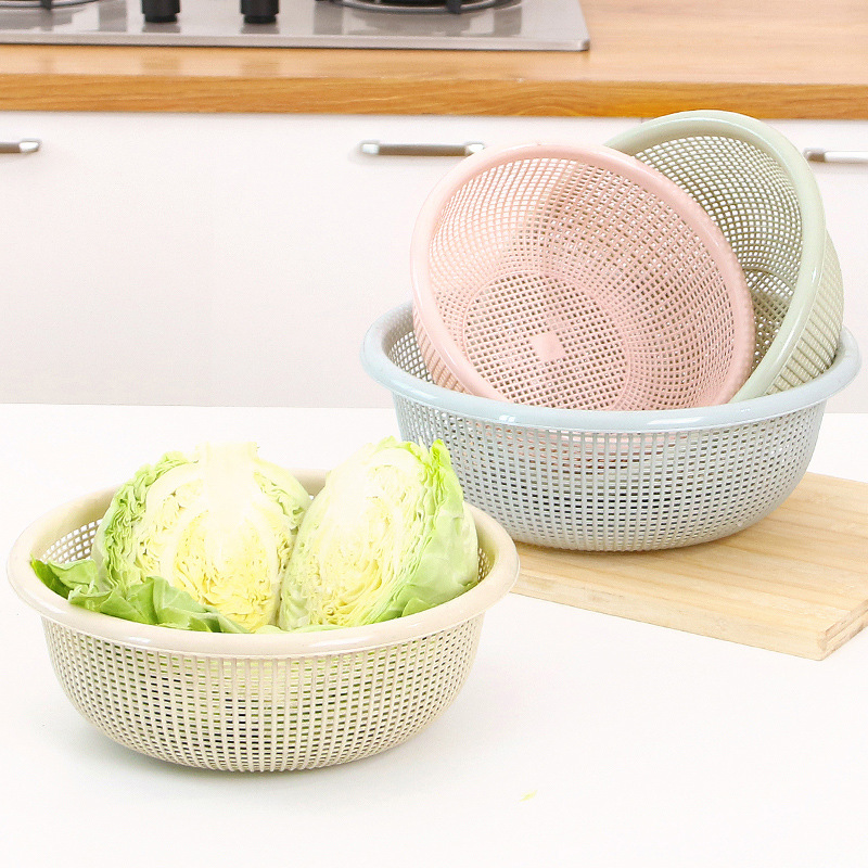 三件套创意镂空洗菜篮塑料沥水篮厨房圆形滴水筐细节图