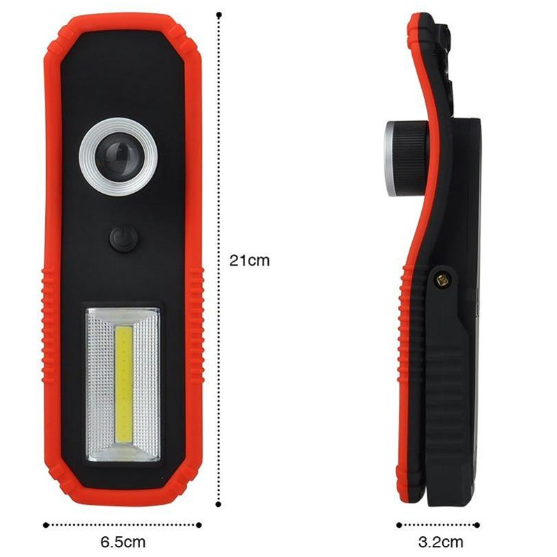 跨境 USB充电汽车维修灯 COB高亮工作检修灯 磁铁折叠调焦挂钩灯