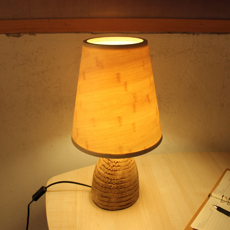 Natural bamboo root creative small desk lamp garden bed bedroom study reading lamp