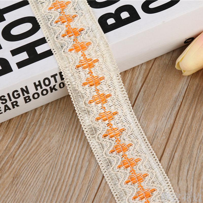 4.5Cm Beige Background Two-Color Lace Hat Band Webbing Woven Lace Garment Accessories Specification drawing
