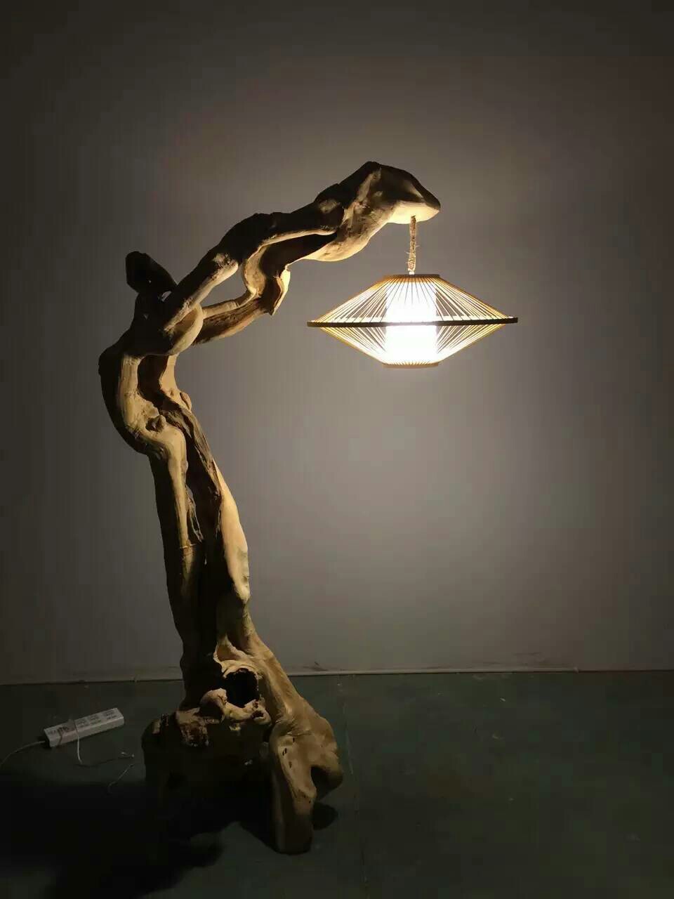 Root carving bamboo floor lamp antique floor lamp