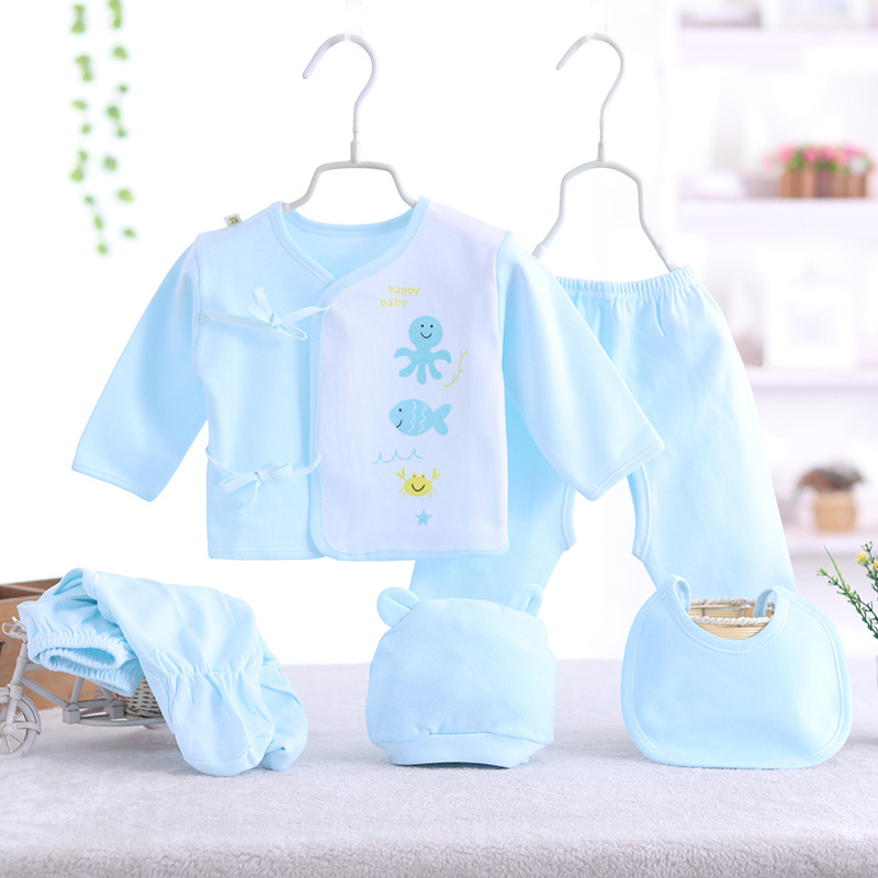 义乌好货新生儿五件套纯棉婴儿和尚服宝宝四季内衣套装0-3岁