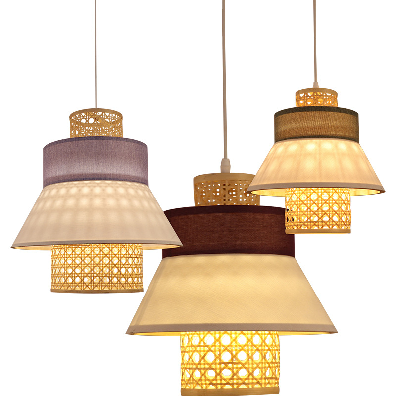 Nordic Hotel bedside chandelier cloth art lamp Japanese restaurant teahouse bamboo lamp