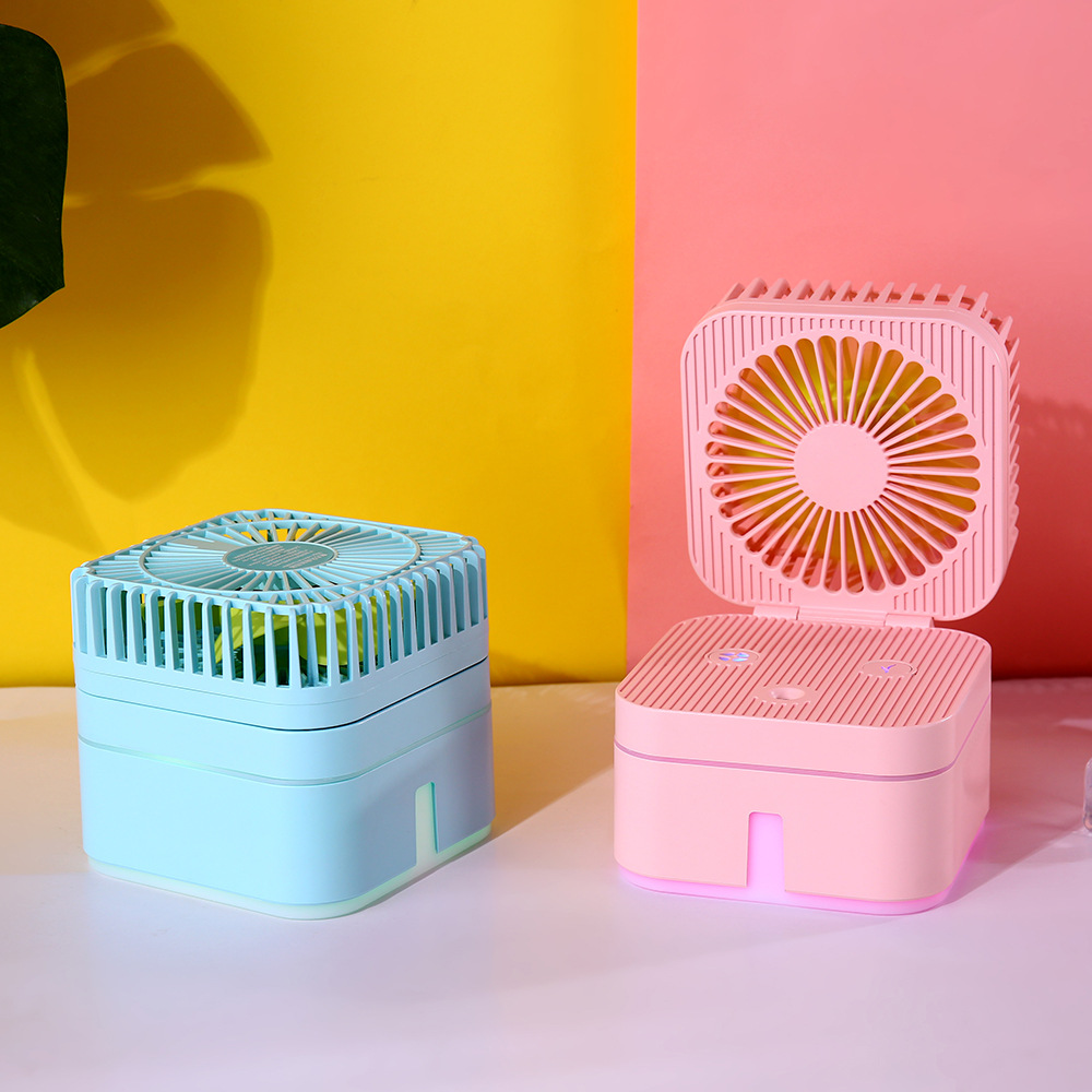 Creative desktop foldable USB fan, large-capacity humidifying and hydrating spray fan, Rubik's Cube fan Specification image
