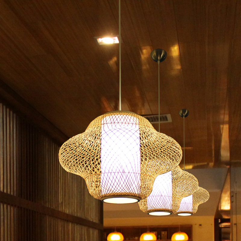 Original bamboo woven chandelier teahouse SPA Hotel club chandelier