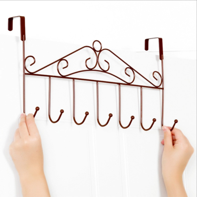 Creative iron door rear hooks, nail-free and traceless hooks, clothes hanger hooks, European-style bathroom hooks, storage hooks details Picture