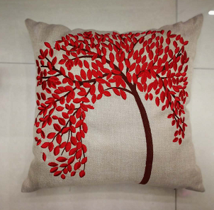 Cotton And Linen Embroidery Fortune Tree Car Throw Pillow Cushion Pillow With Square Pillow Case Application Scenario