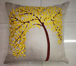 Cotton And Linen Embroidery Fortune Tree Car Throw Pillow Cushion Pillow With Square Pillow Case Specification drawing
