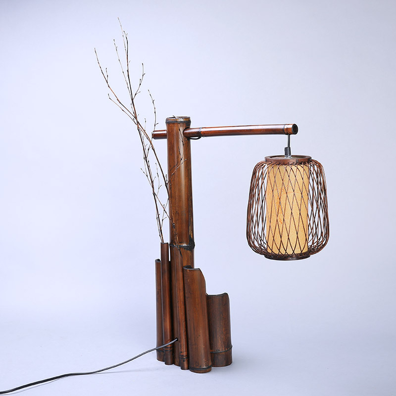 Antique southeast Asian style bamboo desk lamp hotel rooms classic bedside lamp