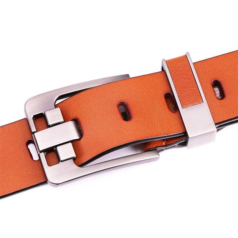 Leather Belt Men's Needle Buckle Retro Belt Two Layers Of Cowhide Imitation Antique Belt Trend All Belt Peter Van Specification drawing