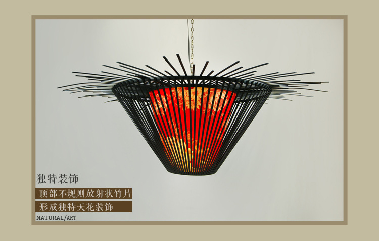 Clubhouse lobby, living room ceiling decoration project, bamboo ceiling lighting