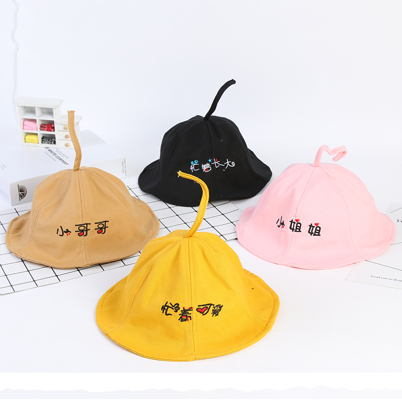 宝宝渔夫帽儿童盆帽个性文字帽百搭儿童遮阳帽图