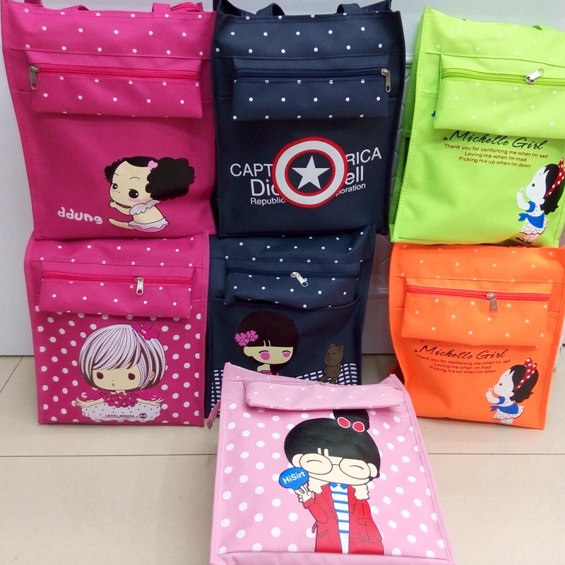 热销602号卡通混色中小学生手提袋 补习袋 牛津布袋