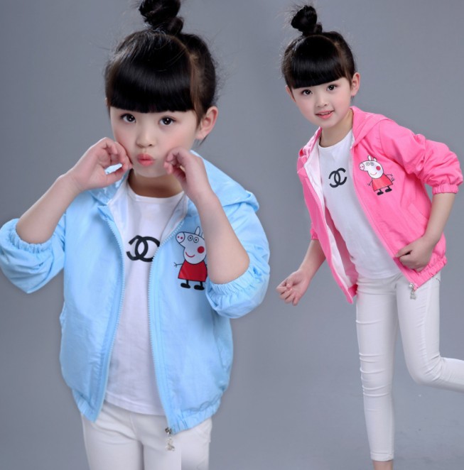 Ultra-thin children's sunscreen clothes Korean version of all match breathable skin clothes cartoon pig girl sunscreen jacket