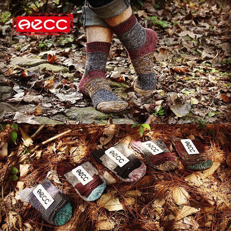 AECC秋冬民族风袜双针粗针袜子男款粗线袜厂家直销余文乐姜太公图