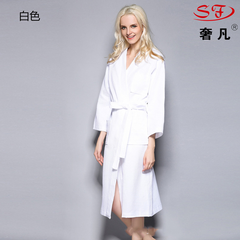 The hotel exclusively offers men and women spring and summer all-cotton Waffle couple bathrobes, bathrobes, pure cotton pajamas and beauty salon bathrobes details Picture