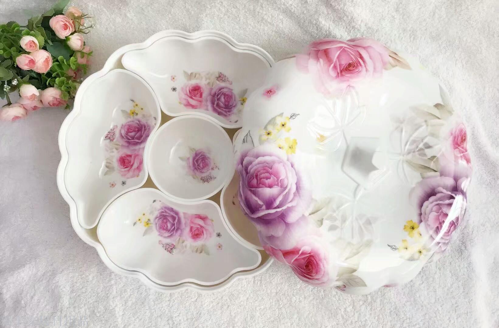 糖果收纳盒，干果盘，分格带盖创意果盘，瓜子s盘