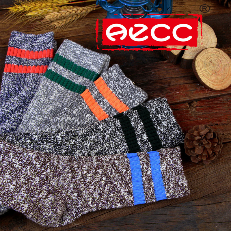 AECC秋冬爆款学院风原宿风名族风两道杠中筒学生运动袜子批发厂家
