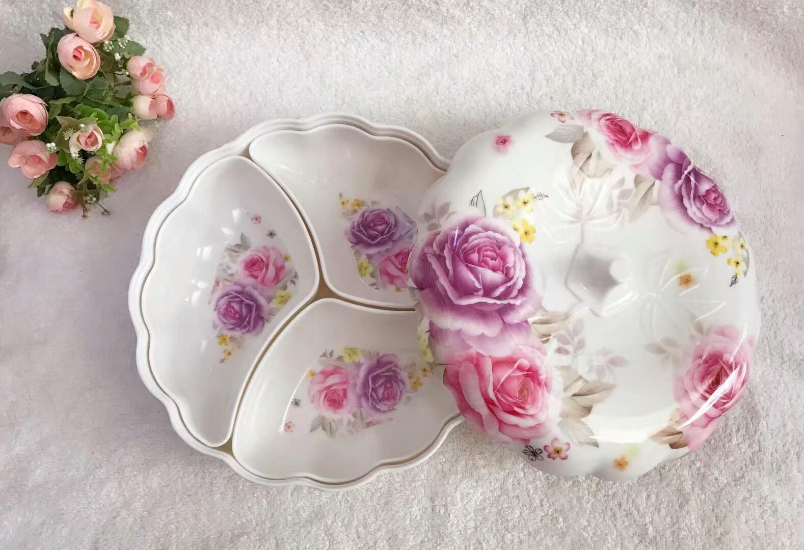 Candy storage box, dried fruit plate, creative fruit plate with compartments and LIDS, melon jdb sub-plate Specification image