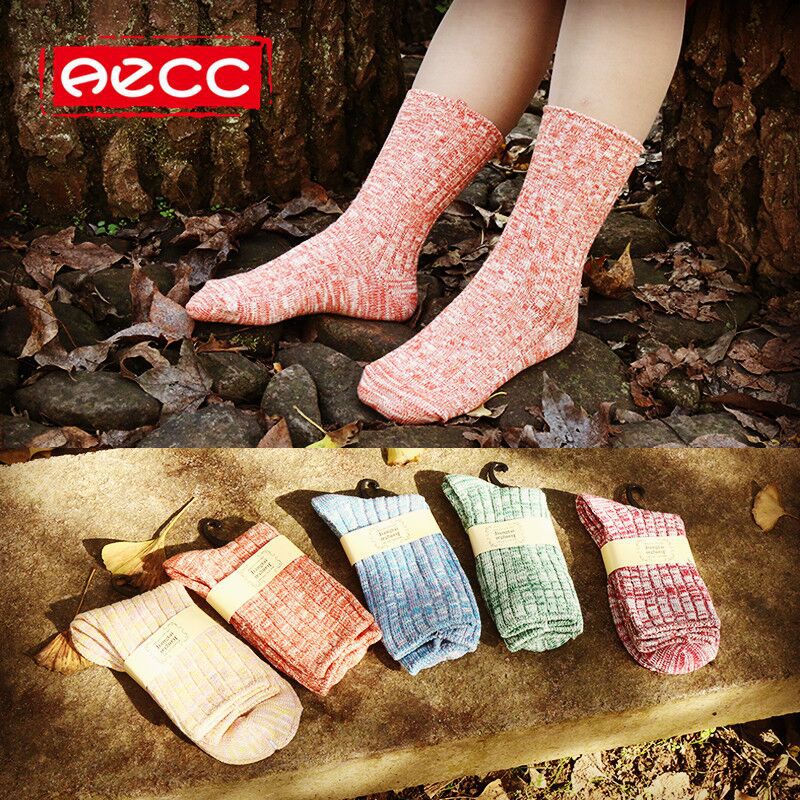 原宿双针粗针 花线名族风百变混搭 女堆堆袜 厂家直销 Aecc