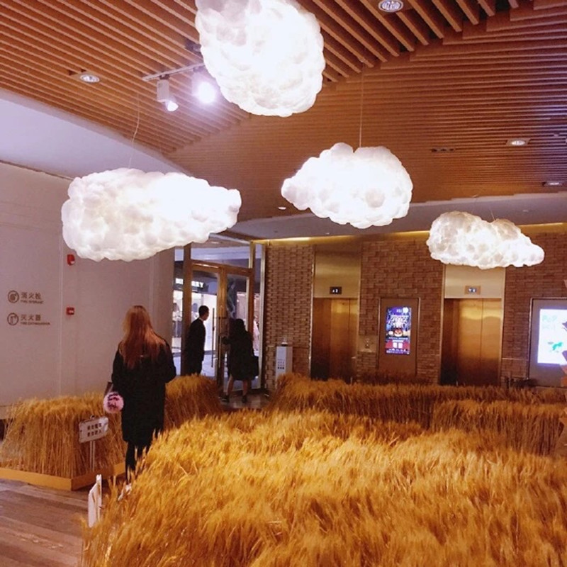 Cotton chandelier creative Art children's room bedroom decor vintage clothing shop white clouds Specification drawing