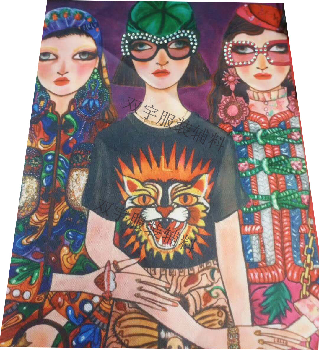 Hot Drill Hot Painting T-Shirt Webbing Series Fashion 2019 Korean Network Red T-Shirt Tide 23 details Picture