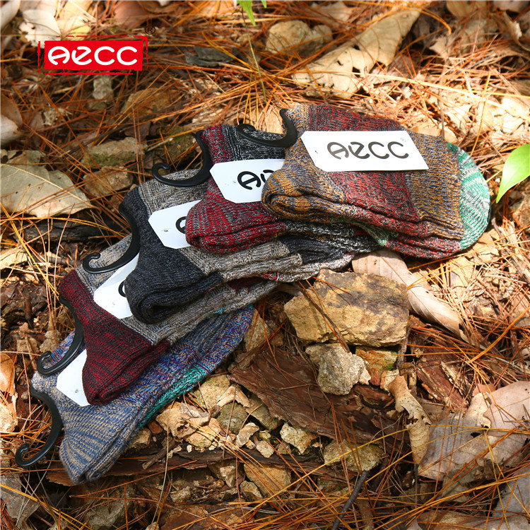 AECC秋冬民族风袜双针粗针袜子男款粗线袜厂家直销余文乐姜太公细节图