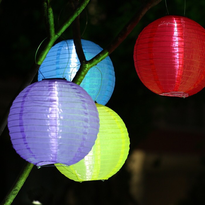 太阳能灯笼 春节灯笼 定制圆形灯户外装饰防水布灯笼厂家