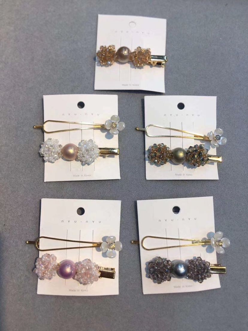 Internet-famous crystal hair clip set, internet-famous bestseller pearl water diamond rabbit and duck hair clip set