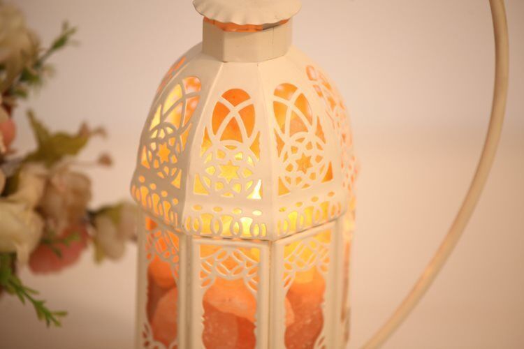 Himalayan salt stone lamp castle iron salt lamp bedroom bedside decorations