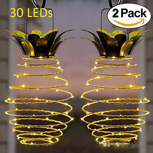 Hot pineapple lamp string hanging solar lanterns waterproof home decoration outdoor retractable copper wire