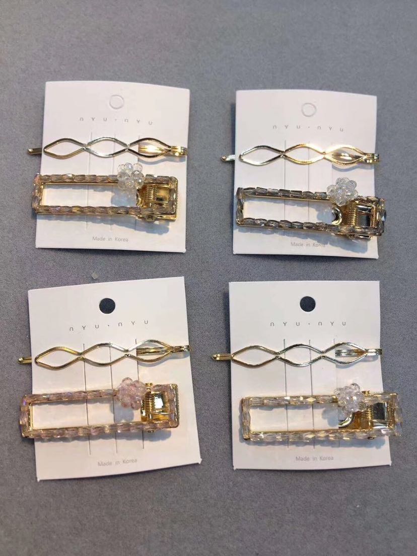 Internet-famous crystal hair clip set, internet-famous bestseller pearl water diamond rabbit and duck hair clip set details Picture