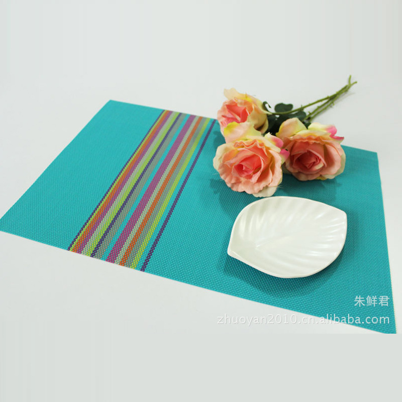 厂家直销 彩虹条餐垫 欧式PVC西餐隔热垫详情图1