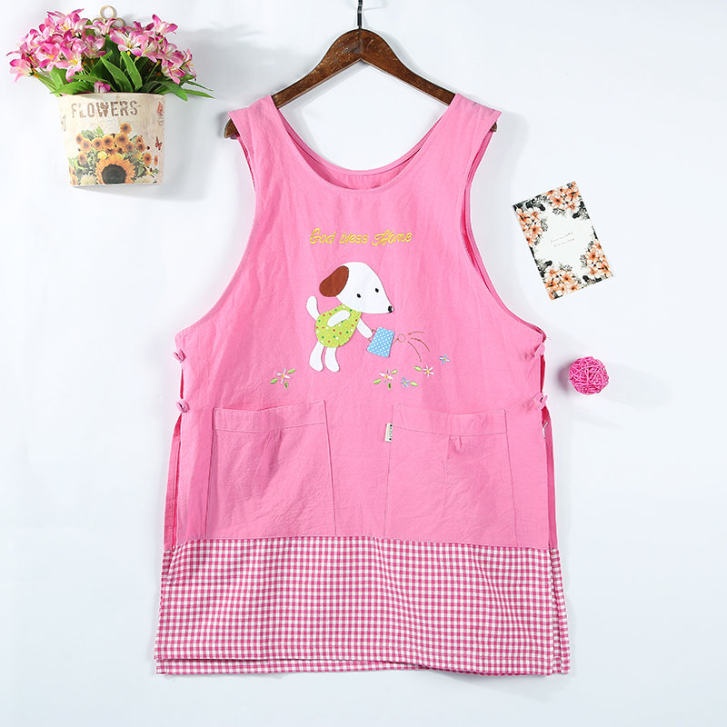 韩式时尚AB版贴布绣卡通烘焙拼接双面马甲家居围裙