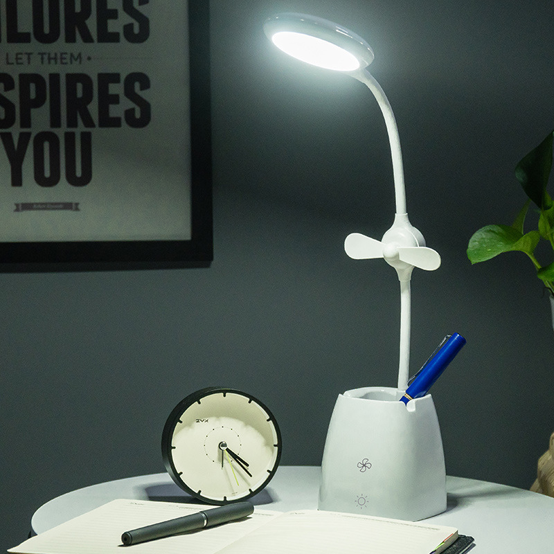 Led desk lamp fan USB clip book lamp office desk student touch charge desk lamp