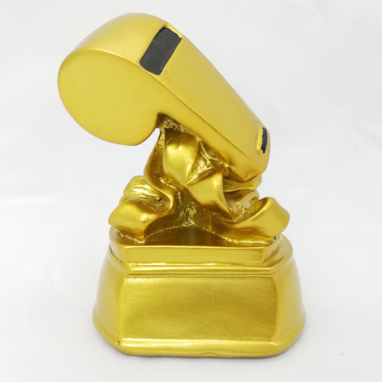 Gilt gold whistle trophy resin craft customized electroplating resin sports trophy event supplies furnishing