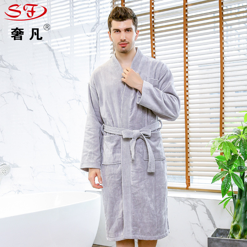 Bathrobes, couples, men and women, thickened kimonos, bathrobes, factory direct sales, pure cotton cut fleece for autumn and winter, five-star hotel Specification image