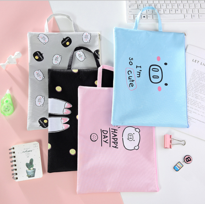 Piggy Series A4 file bags, student tote bags, women's Oxford canvas information bags can be customized Application Scenario