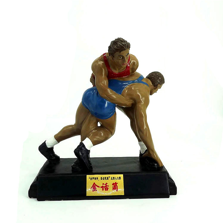 Factory direct sales of new wrestling competition commemorative gift ornaments, sports award trophies, resin handicrafts full figure