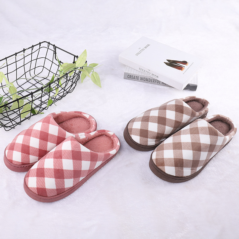 Foreign trade square slipper new autumn/Winter 2019 thick bottom Japanese lovers warm non-slip indoor cotton slipper thumbnail
