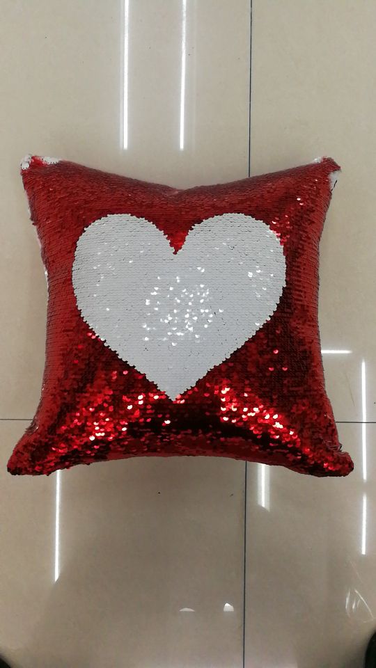 Sequined embroidered heart-shaped pillow, cushion, backrest, square pillowcase