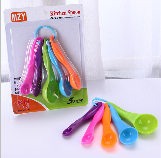 塑料量勺 厨房烘焙小工具 烘焙蛋糕奶粉勺 五件套彩色量勺套装