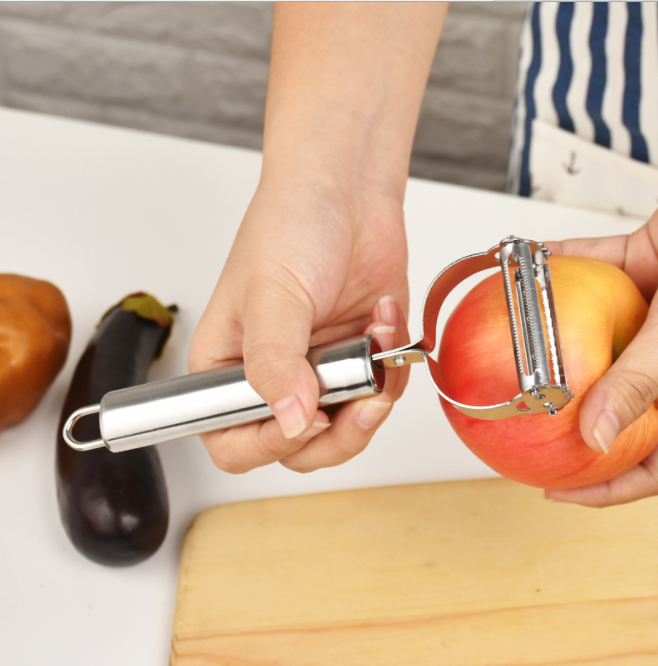 Multi-functional stainless steel smiling face fruit peeler, fruit and potato grater, apple peeler, melon grater details Picture