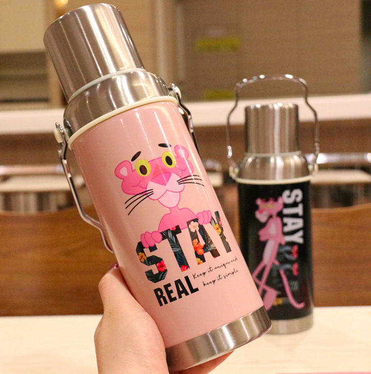 Pink Panther Vintage jugs thermos cup large capacity portable couples can carry men and women personality creative drinking cups thumbnail